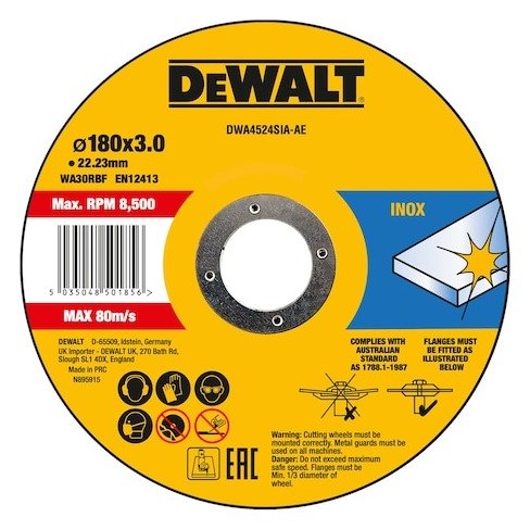 180mm x 3mm x 22.23mm Type 42 HP Stainless Steel Cutting Wheel