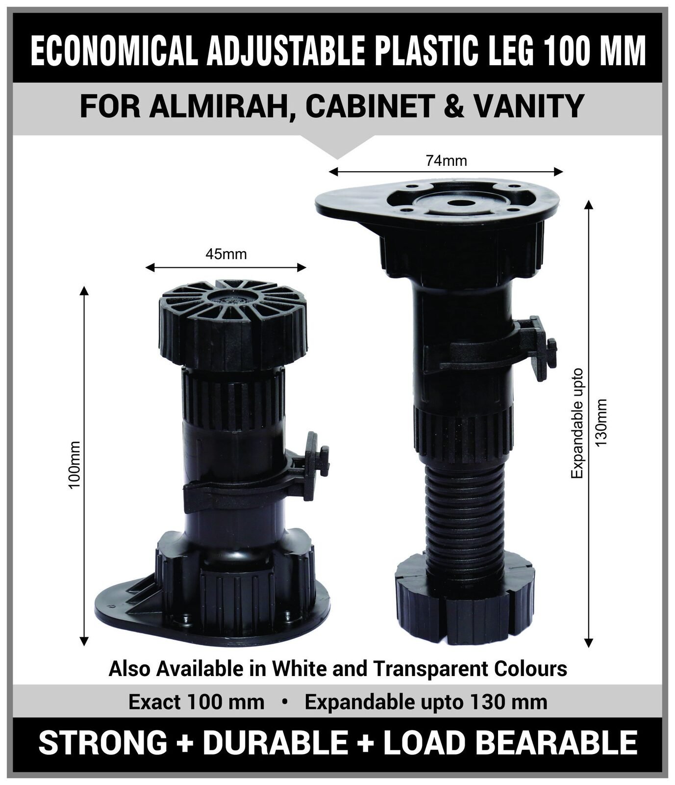 Furniture Leg Adjustable 100mm
