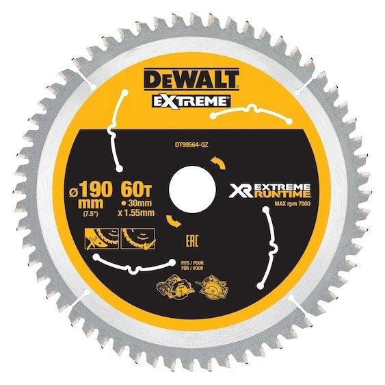 XR EXTREME 190mm 60T Runtime Circular Saw Blade, Bore 30mm