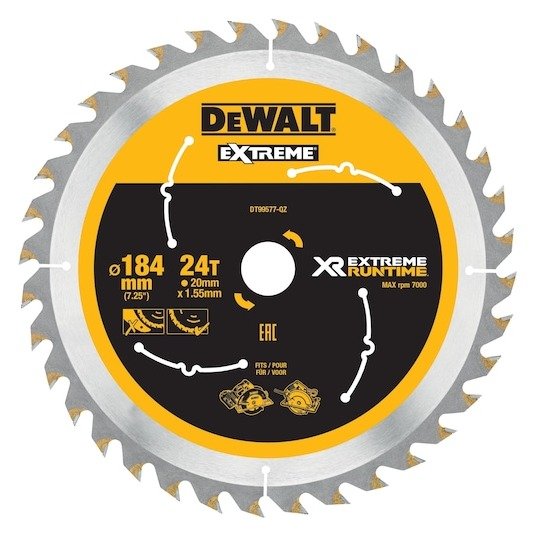 XR EXTREME RUNTIME 184mm x 20mm 24T Circular Saw Blade